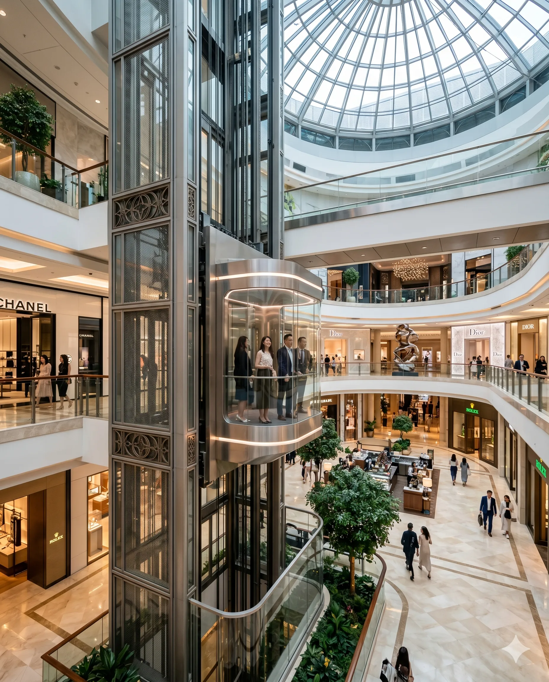 Capsule elevator in premium commercial environment